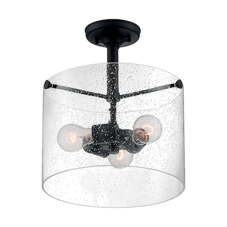 Nuvo Fixture, Semi Flush, 3-Lght, Incandescent, 60W, 120V, A19, Medium Base, Bulb Watts: 60 60/7288